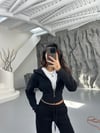 SİYAH KORSELİ FERMUARLI HIRKA