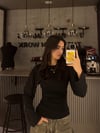 SİYAH PAMUKLU TAM BOY BÜZGÜLÜ BODY