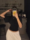 SİYAH SANDY KUMAŞ BEL KORSELİ KISA KOL BLUZ