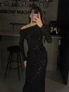 SİYAH SİMLİ BEL DETAY ELBİSE