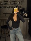 SİYAH STR V YAKA BODYSUIT