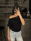 SİYAH YARASA KOL KISA KOLLU BLUZ