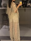 TAŞ RENGİ ASTARLI PULLU PANTOLON