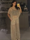 TAŞ RENGİ ASTARLI PULLU PANTOLON