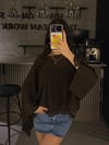 TAŞLI TRANSPARAN KAHVE BLUZ