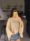 TAŞLI TRANSPARAN KREM BLUZ