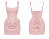 TOZ PEMBE BALEN DETAYLI MİNİ BOY ELBİSE 