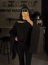TRANSPARAN KUŞAKLI SİYAH BLUZ