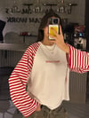 WEST LEAGUE KIRMIZI ÇİZGİLİ SWEATER