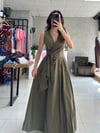 YEŞİL BAĞLAMALI MAXİ BOY ELBİSE