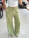 YEŞİL GOFRE KUMAŞ PANTOLON