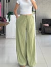 YEŞİL GOFRE KUMAŞ PANTOLON