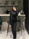 ZIBINLI DETAY BALIKÇI YAKA SİYAH ELBİSE