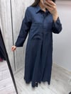 MİSSDALİDA 2264260 DARK NAVY KETEN ELBİSE