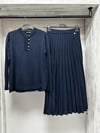 Missdalida 26K - 6018 Oası-Dark Navy Düğmeli Yün Bluz 
