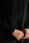 Missdalida 26Y- 4025 BLACK GÖMLEK YAKA NAKIŞLI CUPRO ELBİSE