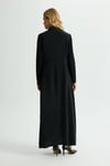 Missdalida 26Y- 4025 BLACK GÖMLEK YAKA NAKIŞLI CUPRO ELBİSE
