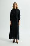 Missdalida 26Y- 4026 BLACK ÖN KISMI BAĞLAMA DETAYLI  CUPRO ELBİSE