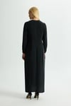 Missdalida 26Y- 4039 BLACK  PİLE DETAYLI DÜZ RENK CUPRO ELBİSE 
