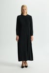 Missdalida 26Y- 4039 BLACK  PİLE DETAYLI DÜZ RENK CUPRO ELBİSE 