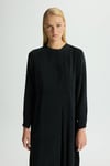 Missdalida 26Y- 4039 BLACK  PİLE DETAYLI DÜZ RENK CUPRO ELBİSE 