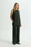Missdalida 26Y- 6007 KHAKİ KOLSUZ CUPRO TUNİK 