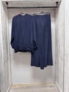 Missdalida 26Y- 6045 DARK NAVY TRİKO MANŞETLİ RAHAT KESİM CUPRO TUNİK