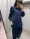 MİSSDALİDA 3263802 NAVY İPEK GÖMLEK