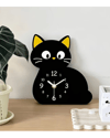Siyah Kedi Figürlü Pleksi Masa Saati  Dekoratif Çocuk Odası ve Ev Dekoru