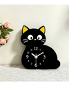Siyah Kedi Figürlü Pleksi Masa Saati  Dekoratif Çocuk Odası ve Ev Dekoru
