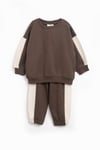 Kız Erkek Basic Şerit Detaylı Sweatshırt Takım Çocuk Takımı