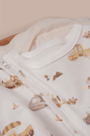 Bebek Çocuk Tulum Uzun Kollu Baskılı Fermuarlı Kız Erkek Pijama Tulum
