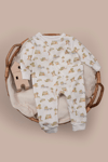 Bebek Çocuk Tulum Uzun Kollu Baskılı Fermuarlı Kız Erkek Pijama Tulum
