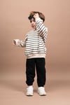 Çocuk Takım Kız Erkek Bebek Çocuk Uzun Kollu Çizgili Mevsimlik Takım
