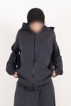 Fermuarlı Oversize Hırka Cepli Kapüşonlu Hırka