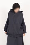 Fermuarlı Oversize Hırka Cepli Kapüşonlu Hırka