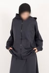 Fermuarlı Oversize Hırka Cepli Kapüşonlu Hırka