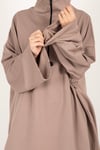 Fermuarlı Takım Oversize Nakışlı Yakalı Tesettür Takım