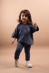 Kız Çocuk Nakışlı Oversize Tişört Tayt Takım %100 Pamuk 1-6 Yaş