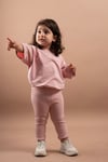Kız Çocuk Nakışlı Oversize Tişört Tayt Takım %100 Pamuk 1-6 Yaş