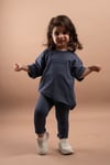 Kız Çocuk Nakışlı Oversize Tişört Tayt Takım %100 Pamuk 1-6 Yaş