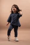 Kız Çocuk Nakışlı Oversize Tişört Tayt Takım %100 Pamuk 1-6 Yaş
