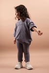 Kız Çocuk Nakışlı Oversize Tişört Tayt Takım %100 Pamuk 1-6 Yaş