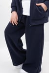 Kız Çocuk Siyah Loose Fit Esofman Altı Cepli Geniş Paça Okul Eşofmanı