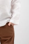 Müslin Gömlekli Takım Pantalonlu 2'li Takım Düğmeli Pamuklu Unisex  Bebek Çocuk Takım