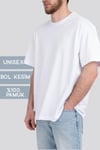 Oversize Geniş Kalıp Bisiklet Yaka Unisex Basic Düz Kısa Kollu Tişört