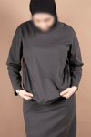 OVERSIZE PAMUKLU UZUN KOL TSHIRT 25542