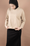 OVERSIZE PAMUKLU UZUN KOL TSHIRT 25542