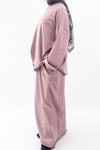 Oversize Uzun %100 Pamuk Kısa Kollu Rahat Elbise V00888