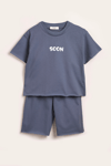 Takım Kız Erkek Bebek Çocuk Baskılı Oversize Şortlu Takım
